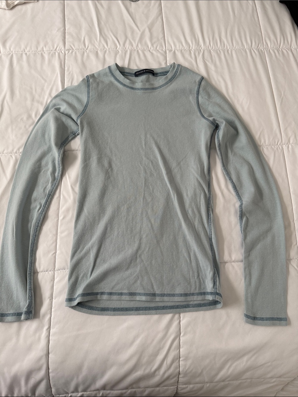 Brandy Melville Light Blue Long-Sleeve Crewneck Top